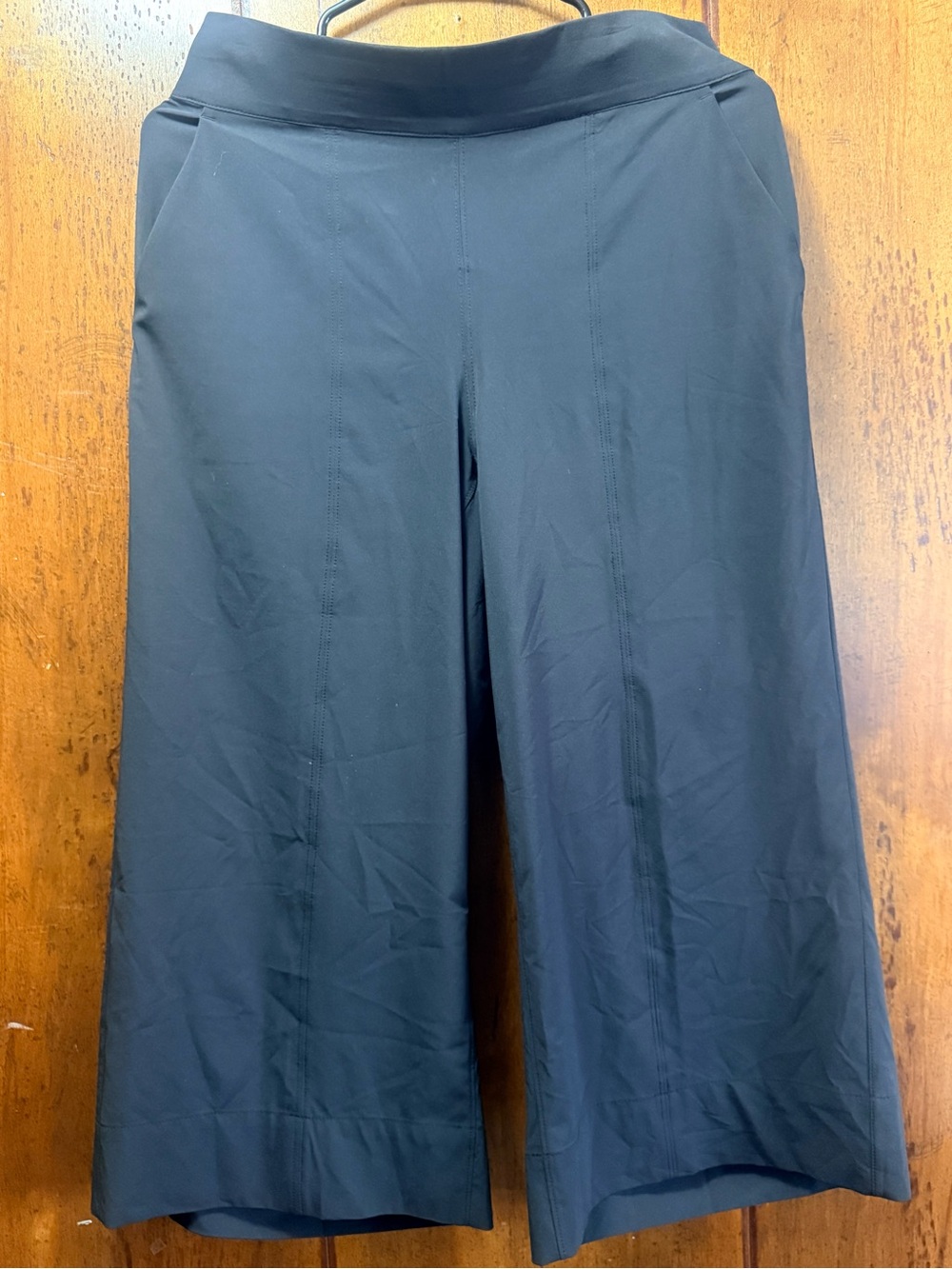 Athleta Black Wide-Leg Cropped Pants